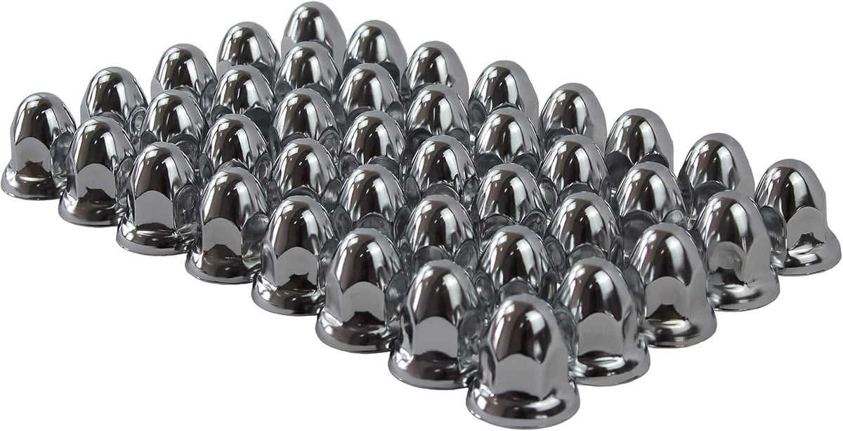 Chrome Steel 33mm Push-on Bullet Flanged Lug Nut Covers Pack of 60 V1279