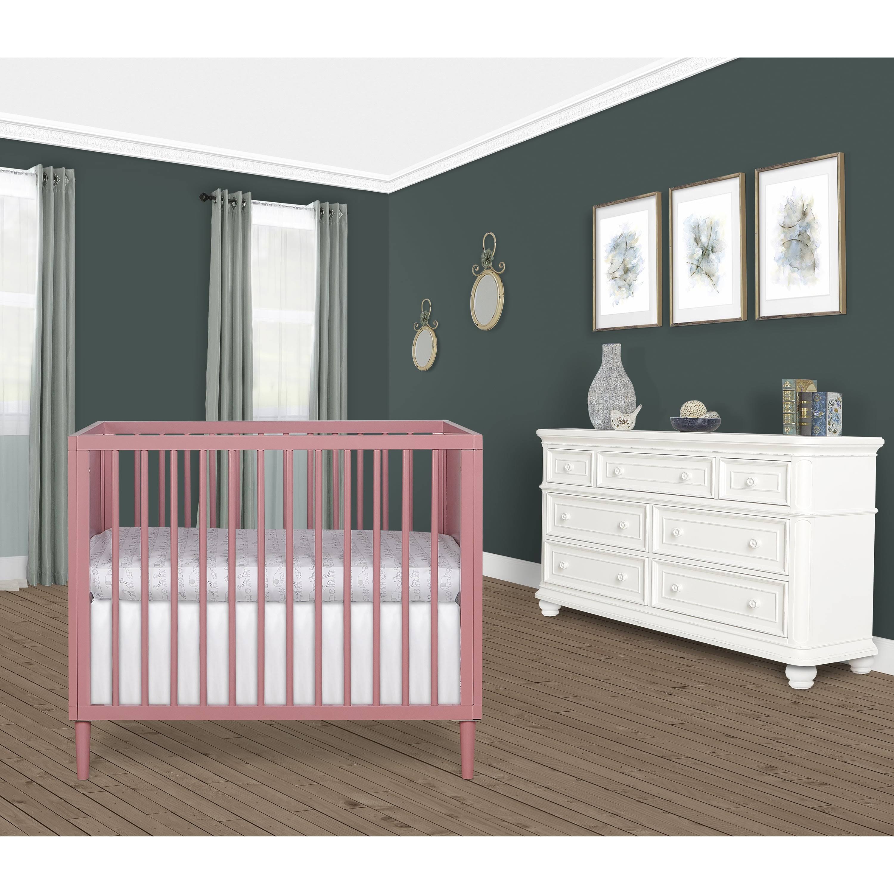 Rose 4 in 1 Mini Crib with Rounded Spindles M434