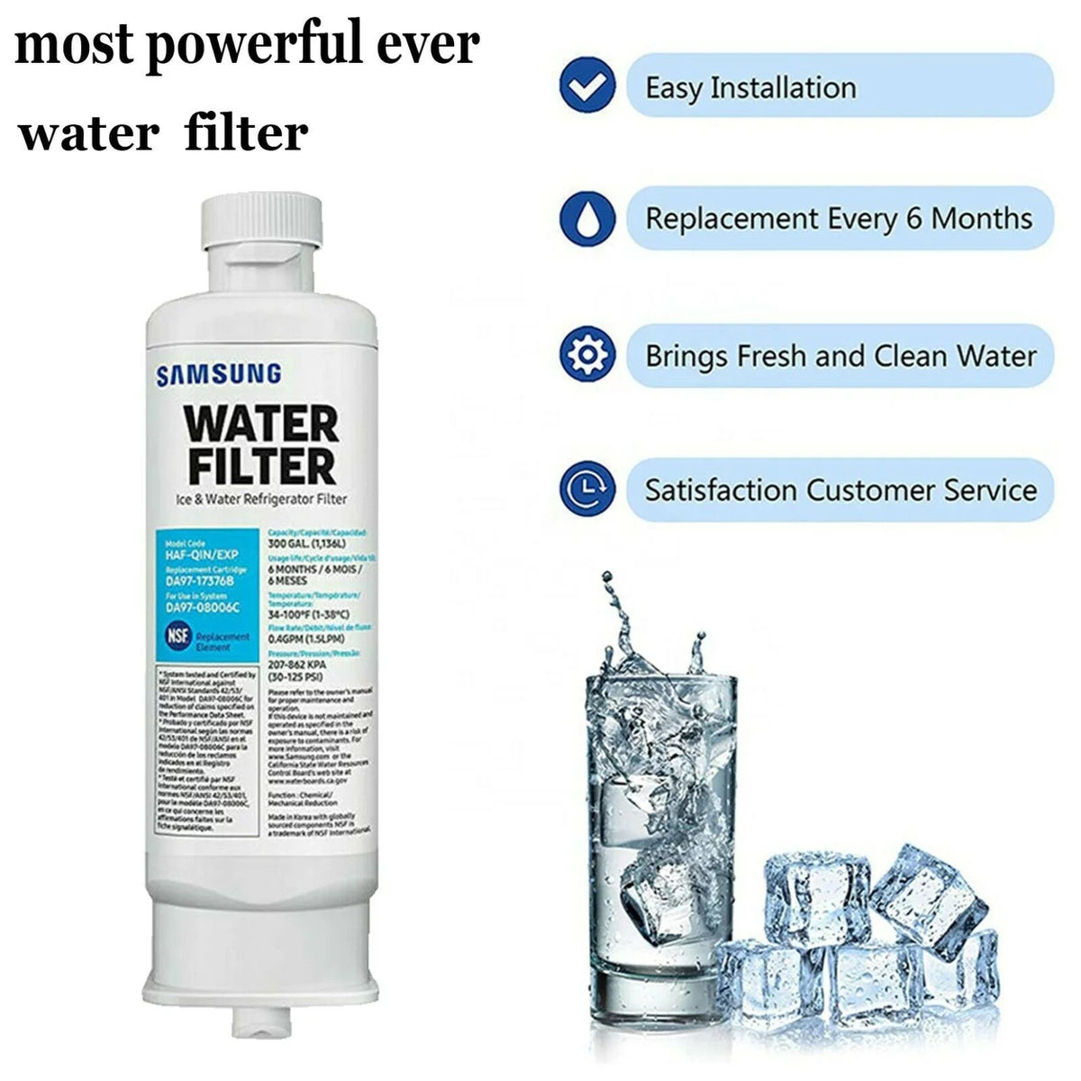 2 Pcs Refrigerator Water Filter E43284
