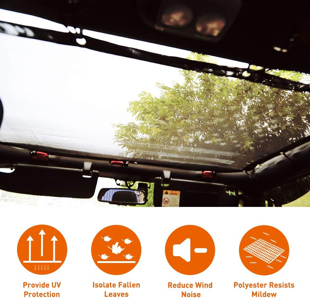 Black Mesh Shade Top Sunshade Cover for Jeep Wrangler JK JKU 2/4-Door H373979