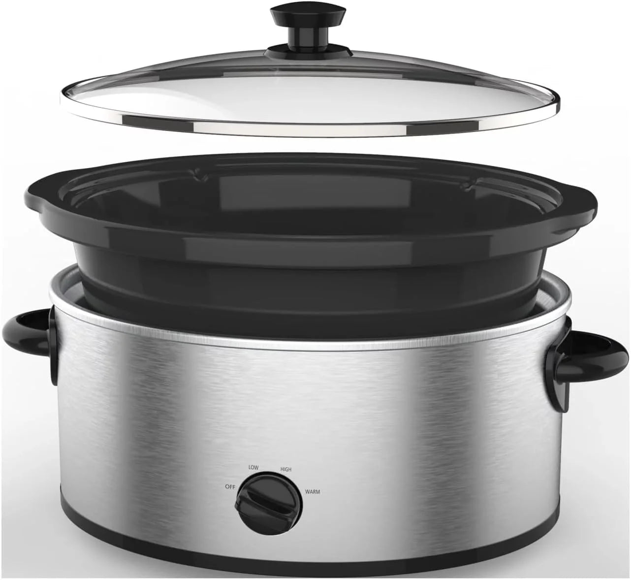 6 Quart Oval Stainless Steel Slow Cooker with Glass Lid U852