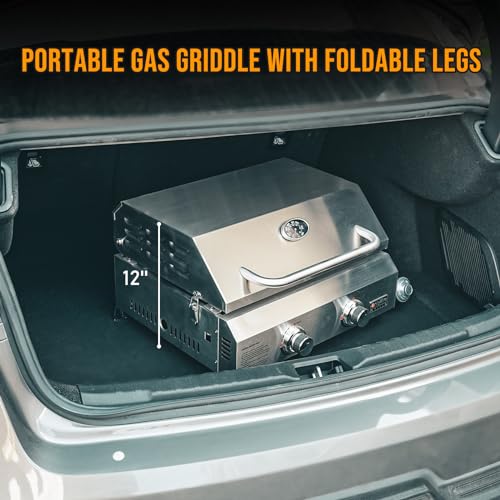 2-Burner Tabletop Propane Gas Griddle, Stainless Steel U62037