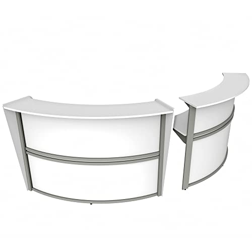 Curved Modern Office Desk, 124" x 49", Mocha X764