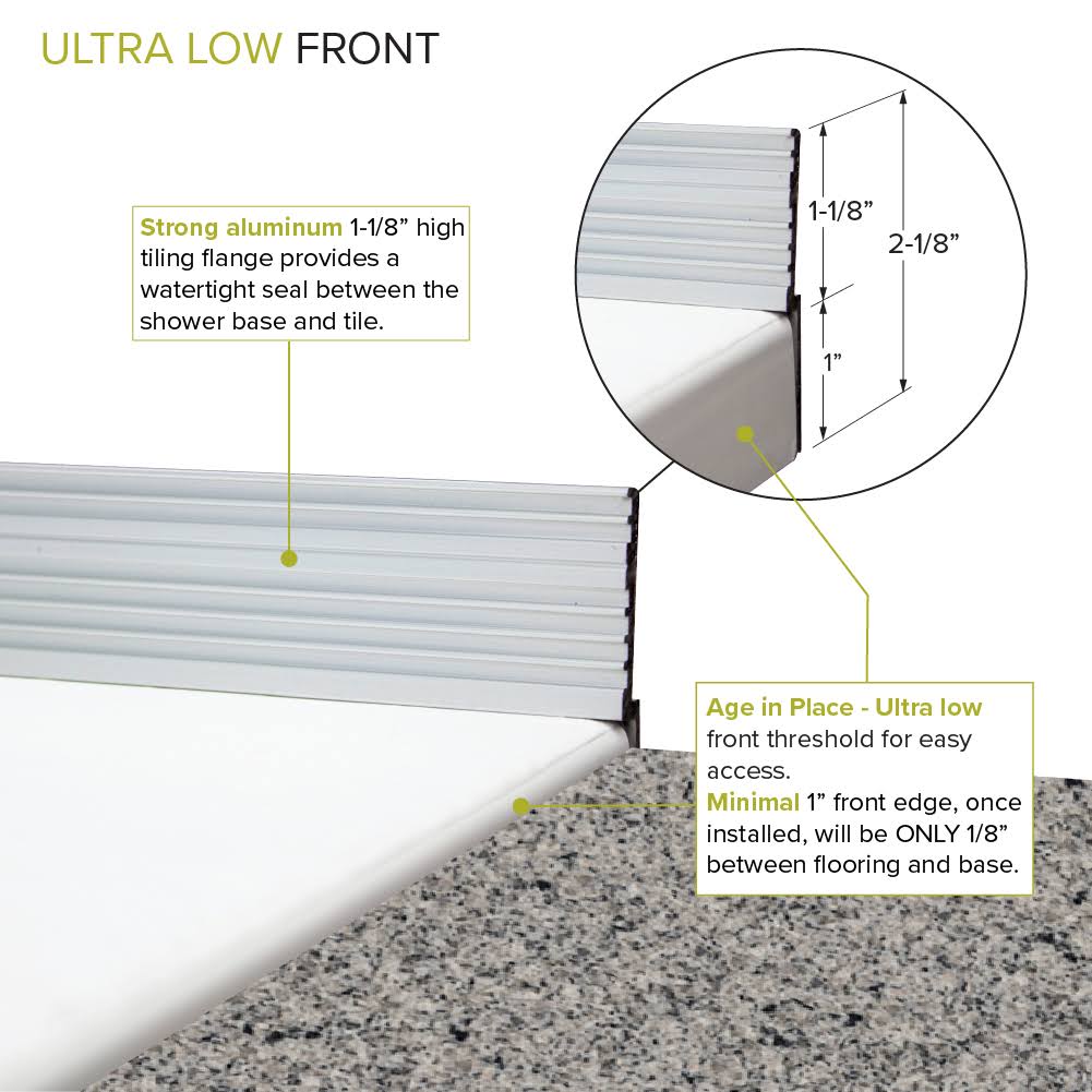 White 63-in Shower Base with Center Drain A95305
