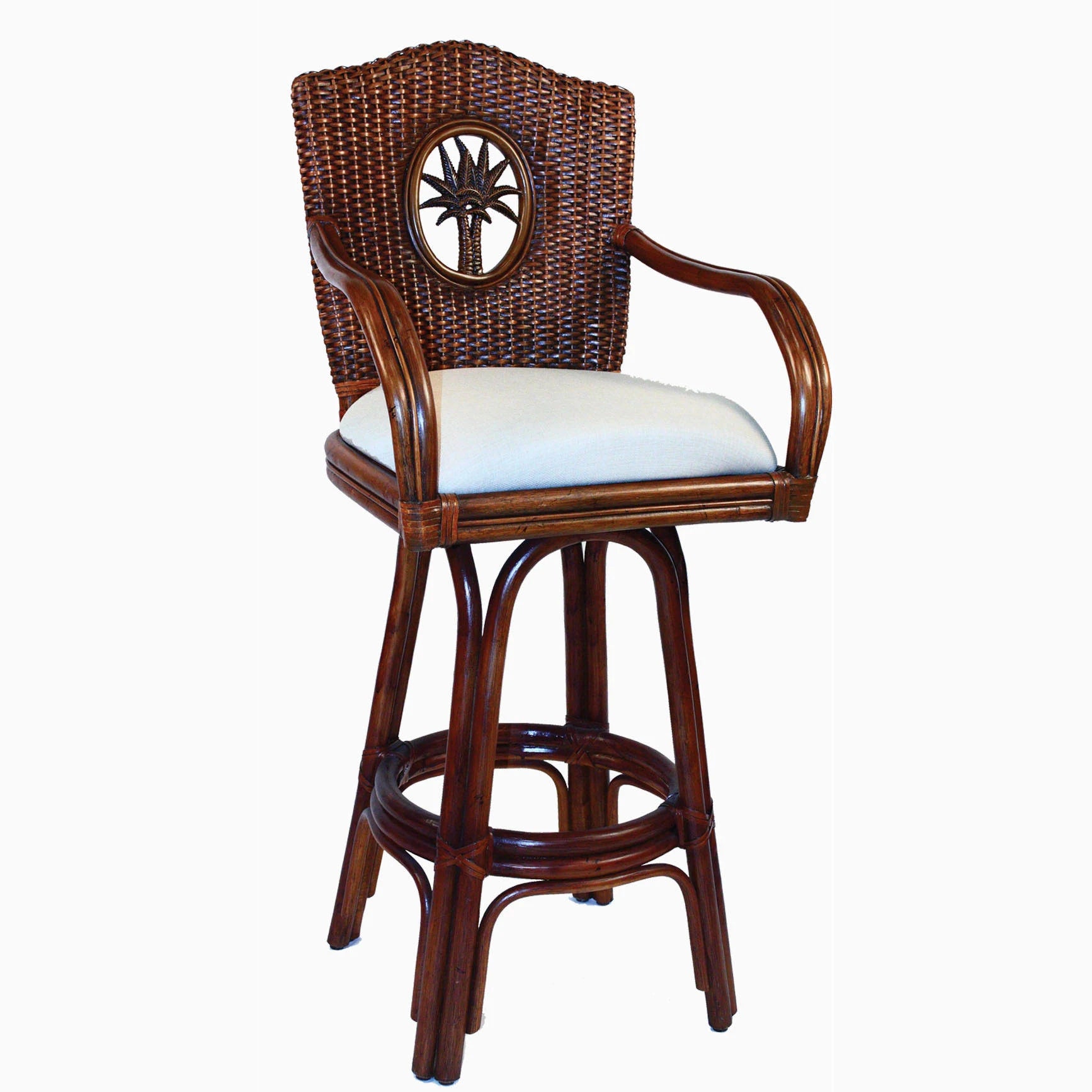 Rattan Barstool in Antique Finish W403425
