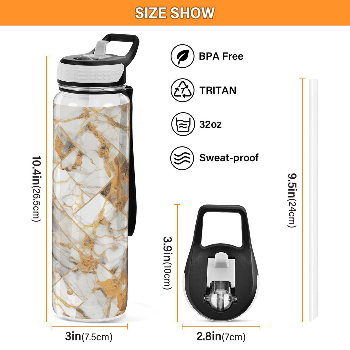 32oz Tritan Clear Water Bottle with Straw S59308