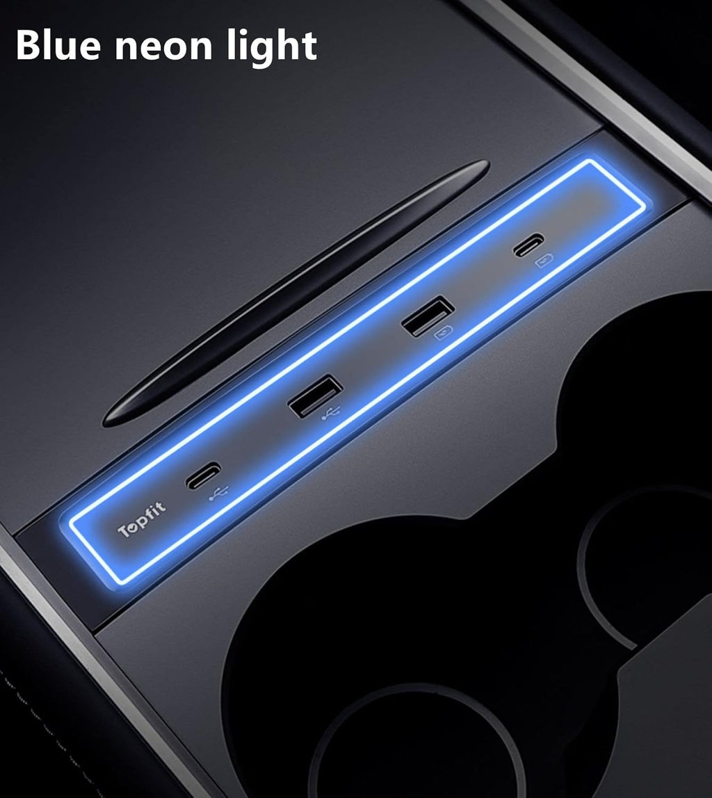 4 in 1 USB Hub Center Console Adapter for Tesla Model Y Model 3, Pack of 2 I136420