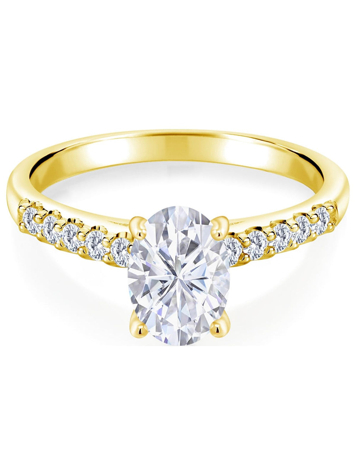 10K Yellow Gold Lab Grown Diamond Ring Set with Oval Moissanite (2.30 Cttw) H20430