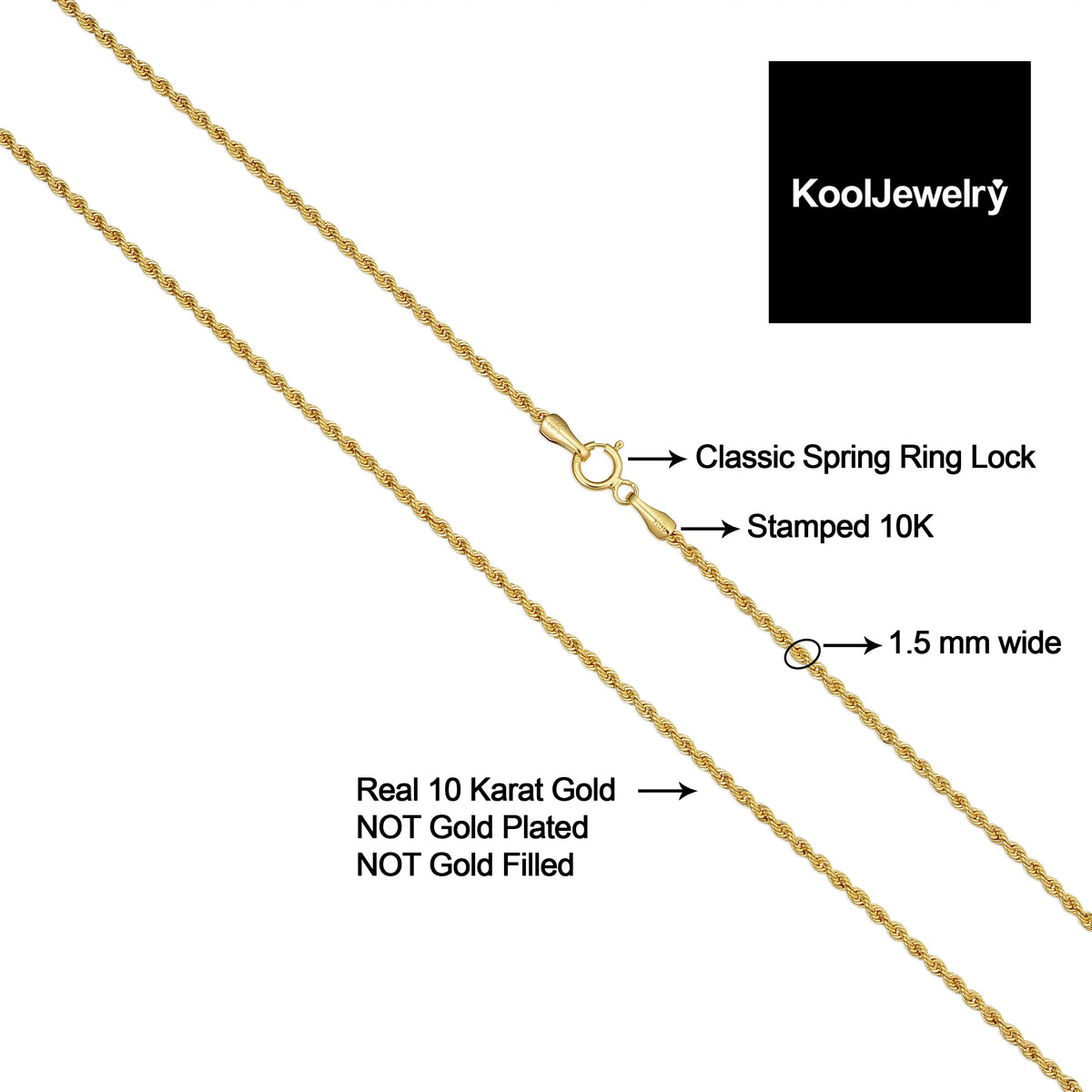10k Yellow Gold Rope Chain Necklace G946846