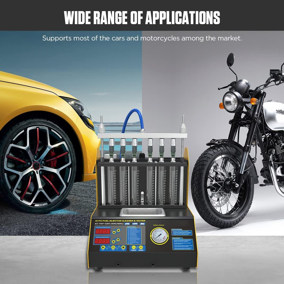 6 Cylinder Ultrasonic Fuel Injector Cleaner and Tester 110V/220V V924315