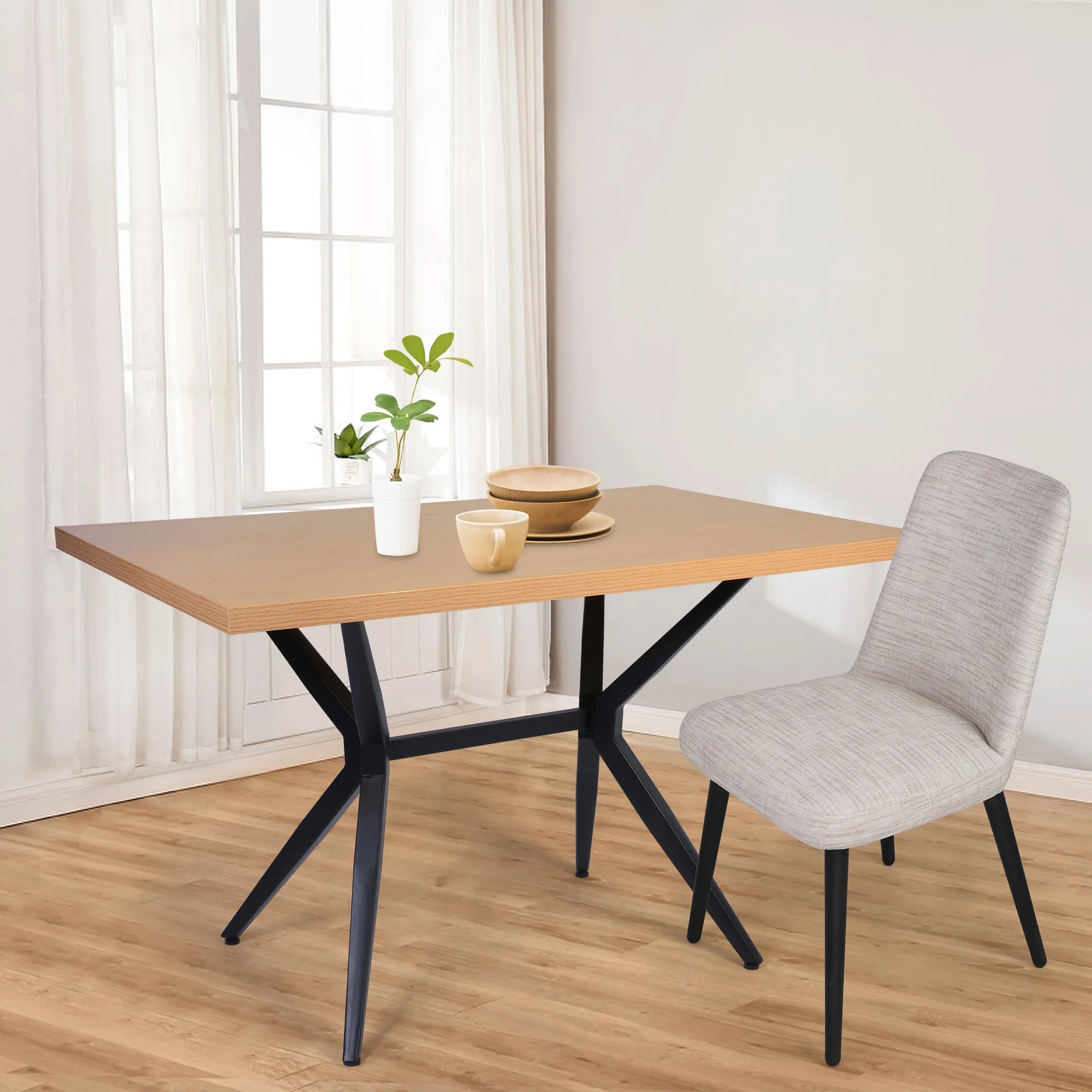 48"x30" Dining Table with Solid Metal Legs Y30289