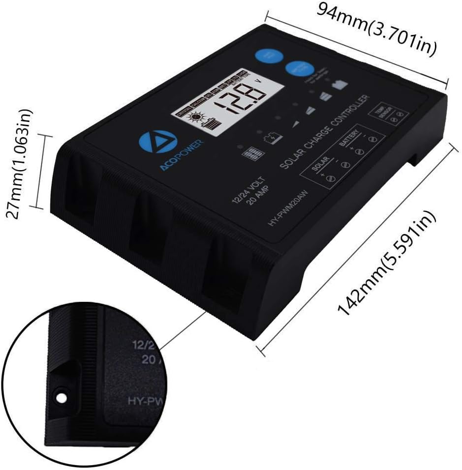 200W 12/24V Polycrystalline Off-Grid Solar Panel Kit with 2PCs 100W Rigid Panels, 20A PWM Controller, Z-Brackets, Y Connectors, Solar Cables, Cable Entry Housing E1950