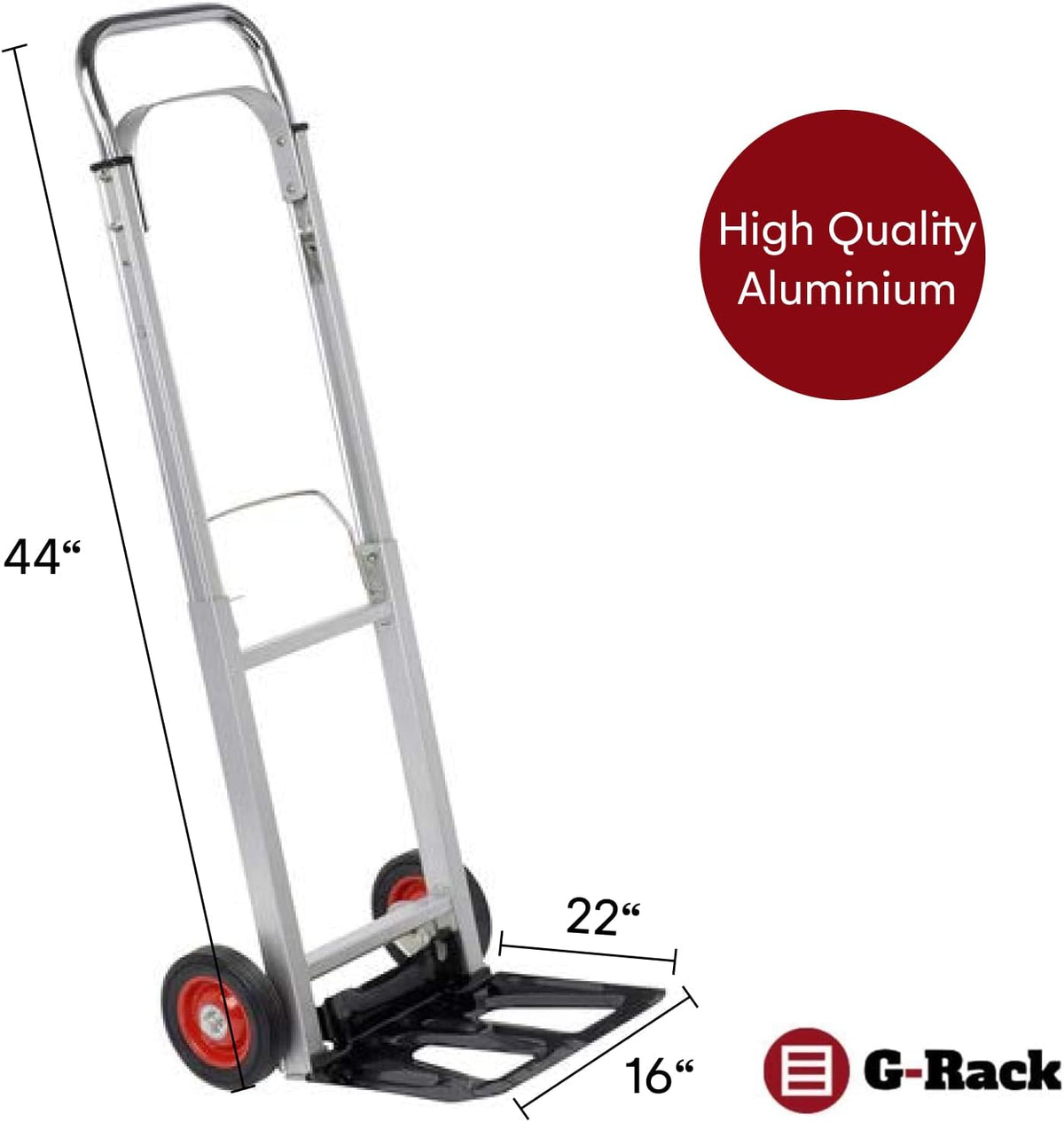 Folding Aluminium Hand Trolley with Anti Puncture Tyres, 220LB Load Capacity, White S3741