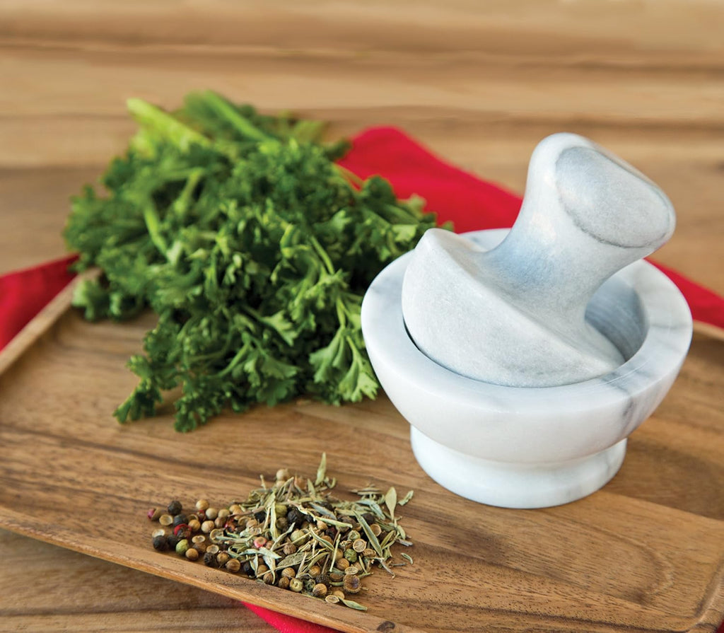 White Marble Mortar and Pestle V64091