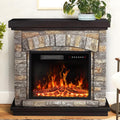 36 inch Freestanding Stone Electric Fireplace Heater TV Stand with Remote Control V304
