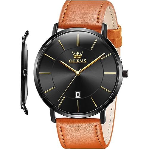 Minimalist Ultra Thin Analog Quartz Date Waterproof Slim Leather Band Watch O717