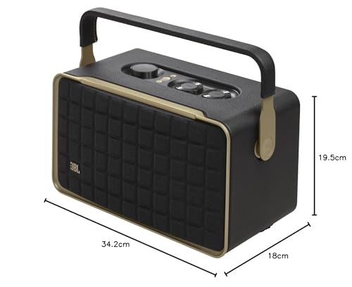 Retro Style Smart Home Speaker with Wi-Fi, Bluetooth and Voice Assistants (Black/Gold) B696344