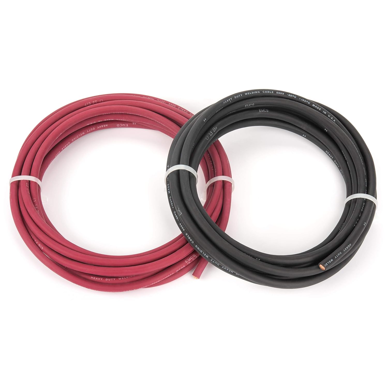 4 Gauge Extra Flexible Welding Cable 600 Volt 20 Feet Black Red Pack of 2 H6493