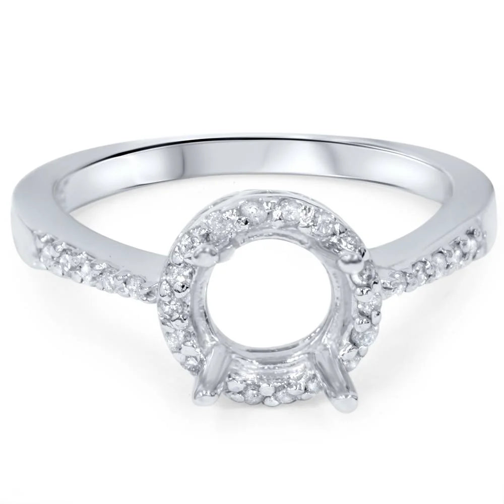Vintage 14K Pave Diamond Halo Engagement Ring Mounting C71527
