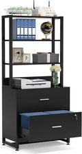 2 Drawer Lateral File Cabinet with Lock, Black F1148