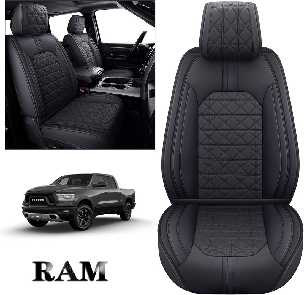 Black-Red Waterproof Faux Leather Front Seat Covers U728971