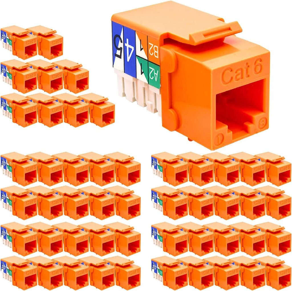 Cat.5E RJ45 Keystone Jacks, 50-Pack, Orange U5174