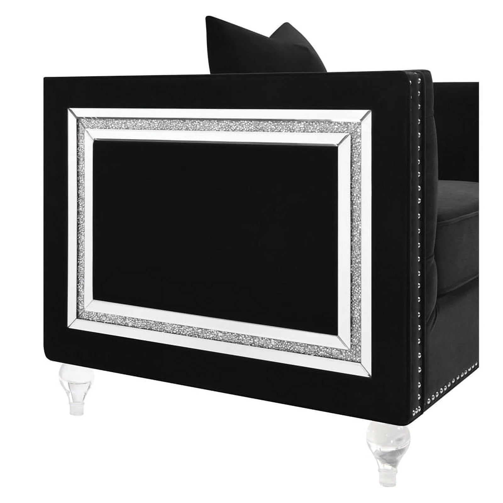 Black Velvet Tufted Arm Loveseat X263867