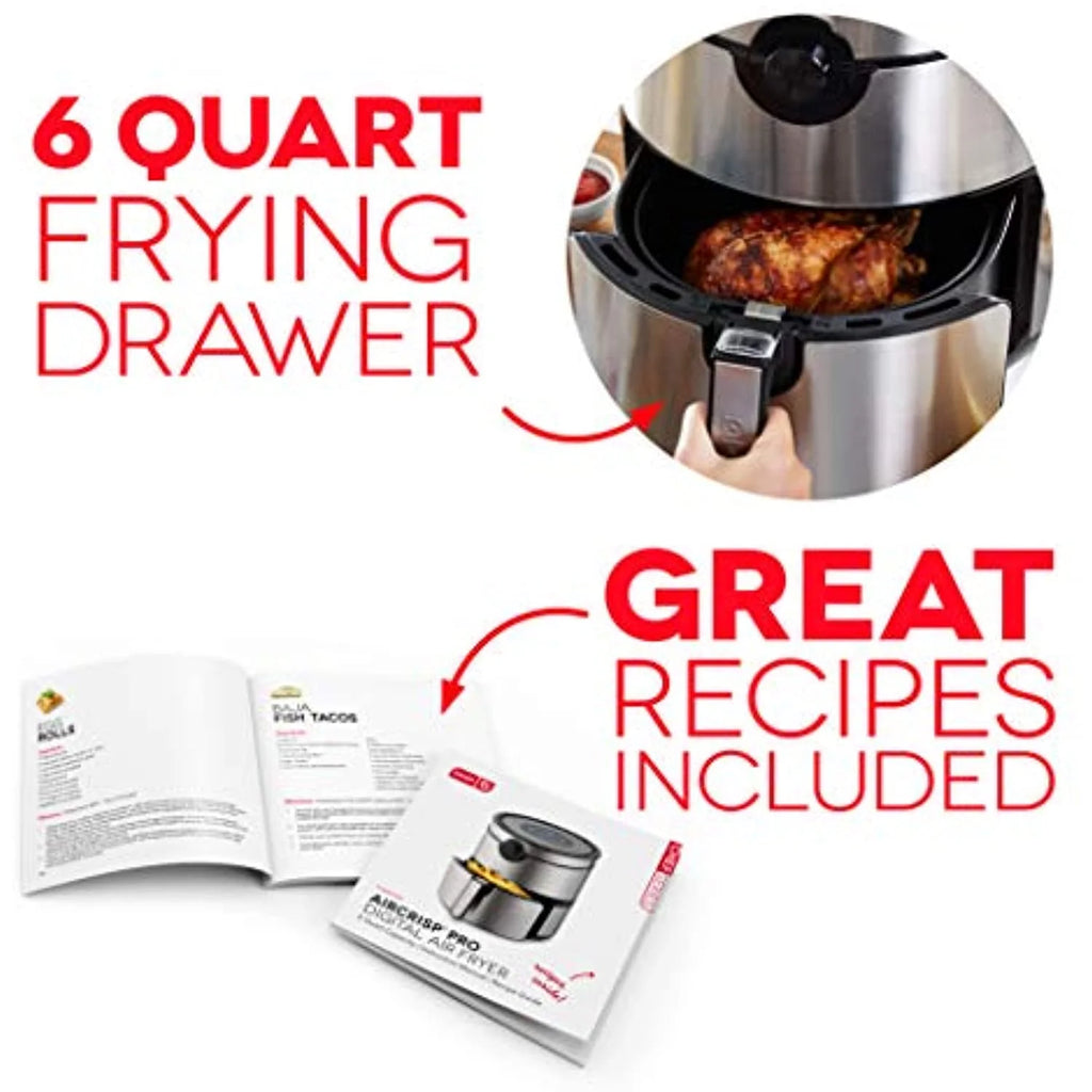 6qt Stainless Steel Electric Air Fryer Oven Cooker with Non Stick Fry Basket L845546