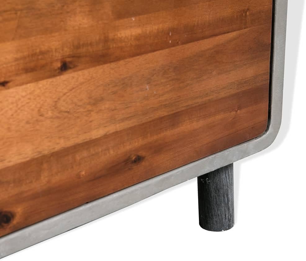 Solid Acacia Wood Nightstand with 2 Drawers I54324