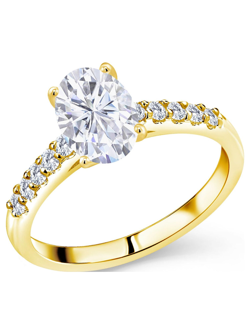 10K Yellow Gold Lab Grown Diamond Ring Set with Oval Moissanite (2.30 Cttw) H20430