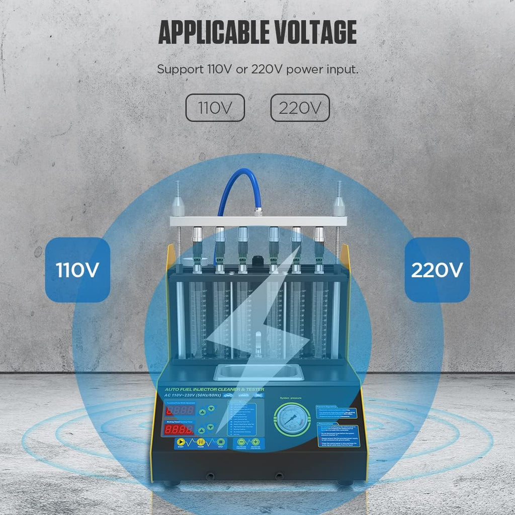 6 Cylinder Ultrasonic Fuel Injector Cleaner and Tester 110V/220V V924315