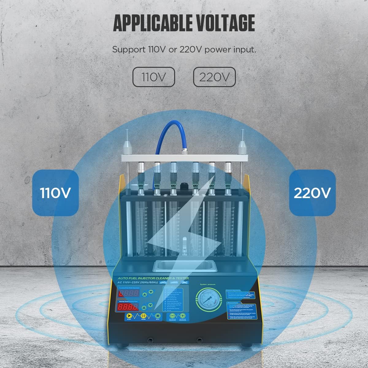6 Cylinder Ultrasonic Fuel Injector Cleaner and Tester 110V/220V V924315