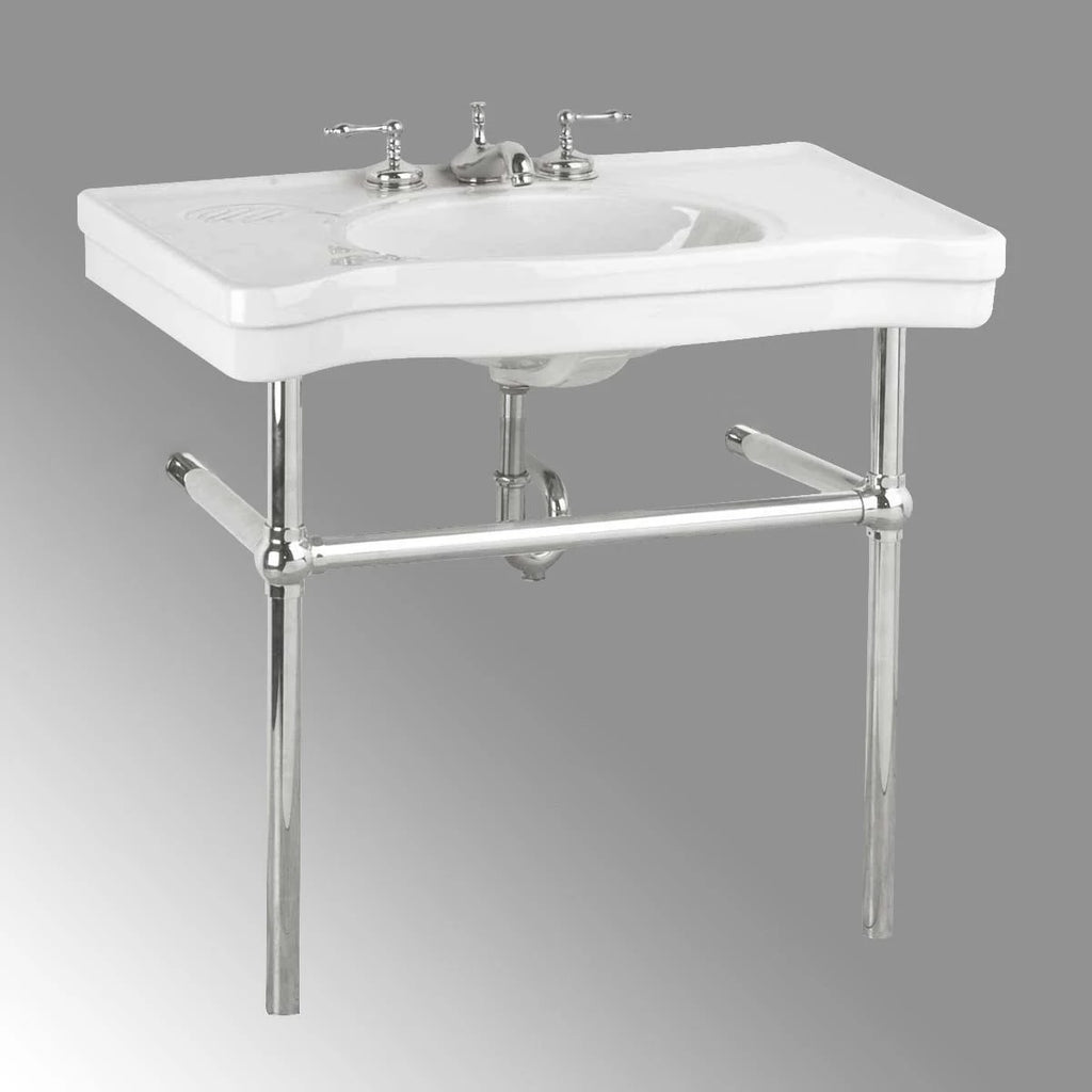 White Console Sink with Chrome Bistro Legs D9943