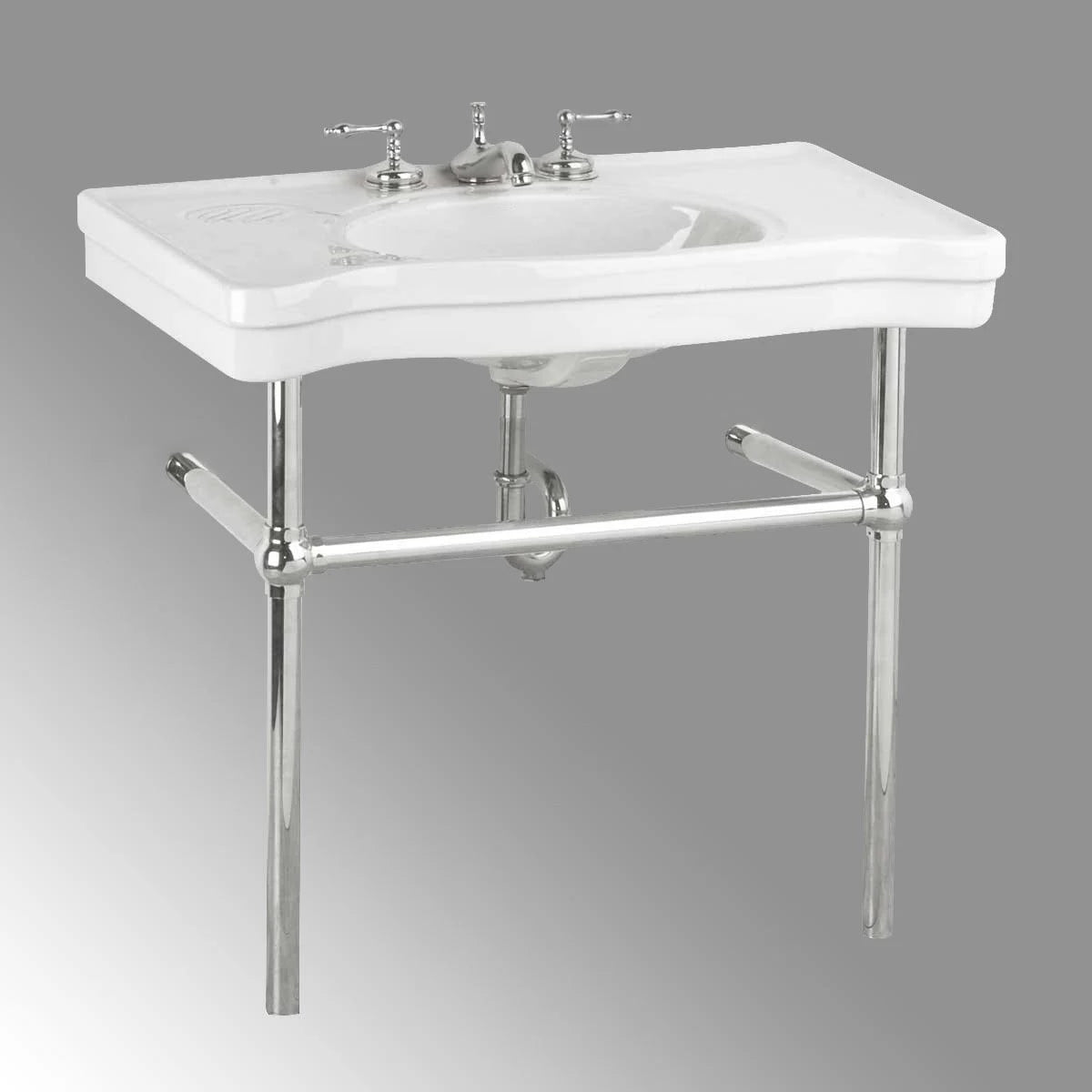 White Console Sink with Chrome Bistro Legs D9943