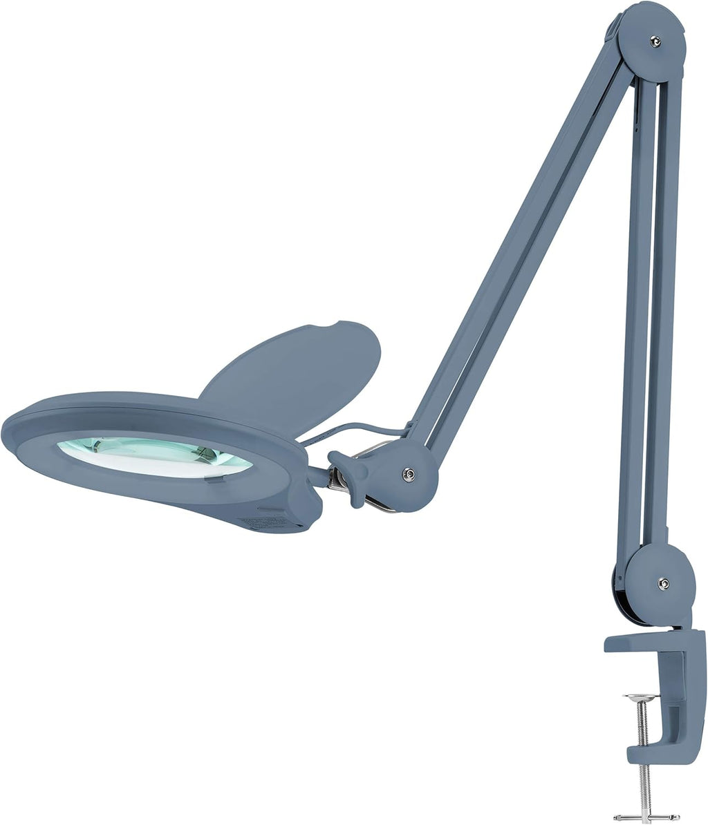 Gray 5 Inches Diameter Lens LED Magnifying Lamp with Clamp A917