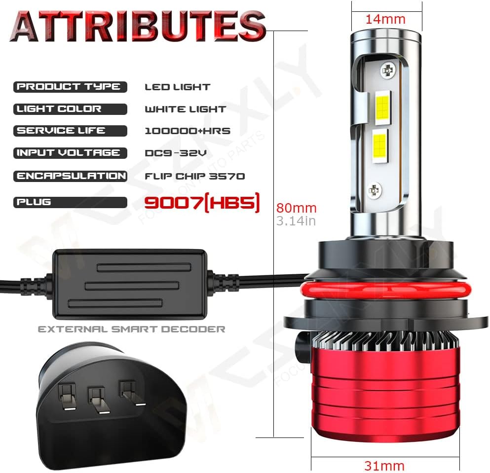 9007 HB5 LED Headlight Bulb Conversion Kit, Dual Beam, 6500K Cool White, 2-Pack G46563
