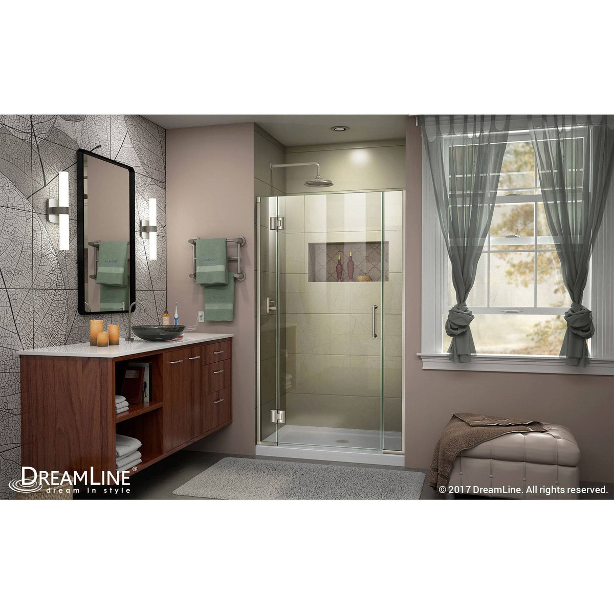 Frameless Hinged Shower Door Brushed Nickel L4157