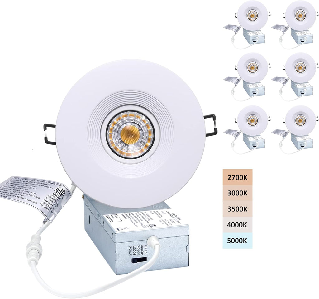 6 Pack Dimmable Recessed Gimbal Downlight with Junction Box Y54410