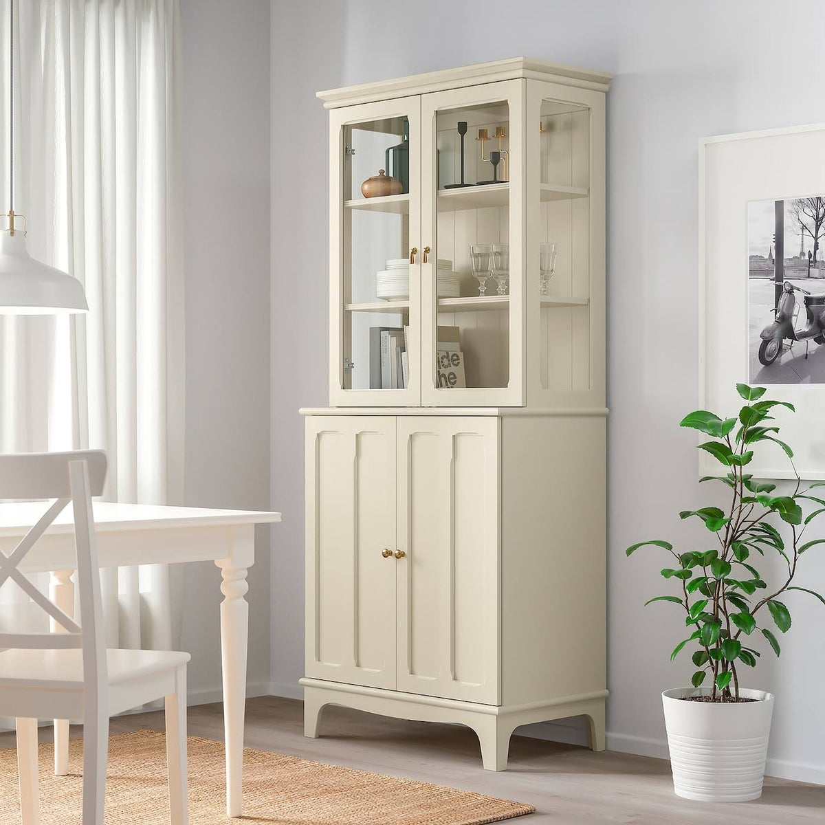 Light Beige Cabinet with Glass Doors T480
