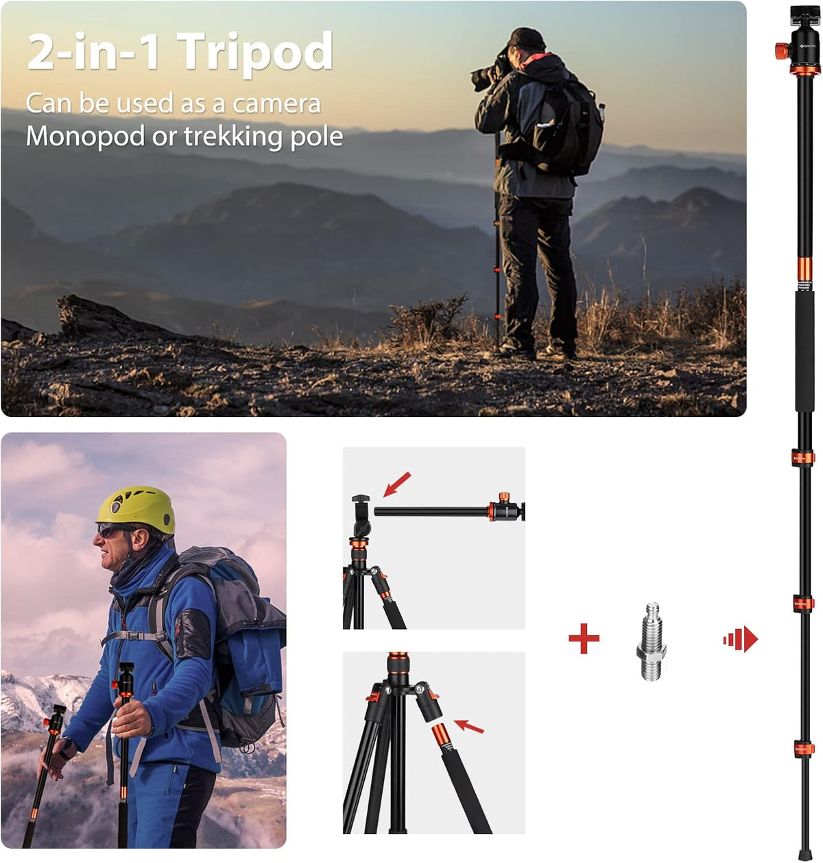 76 Inch Aluminium Tripod with 360 Degree Ball Head Q115345
