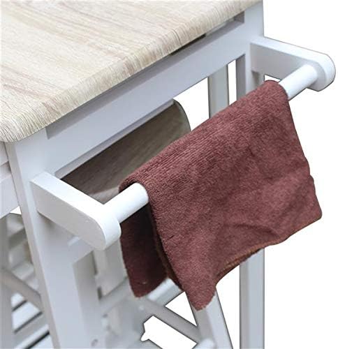 Foldable Dining Cart with Round Stools White U9755