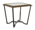 Pecan End Table with Glass Top E945356