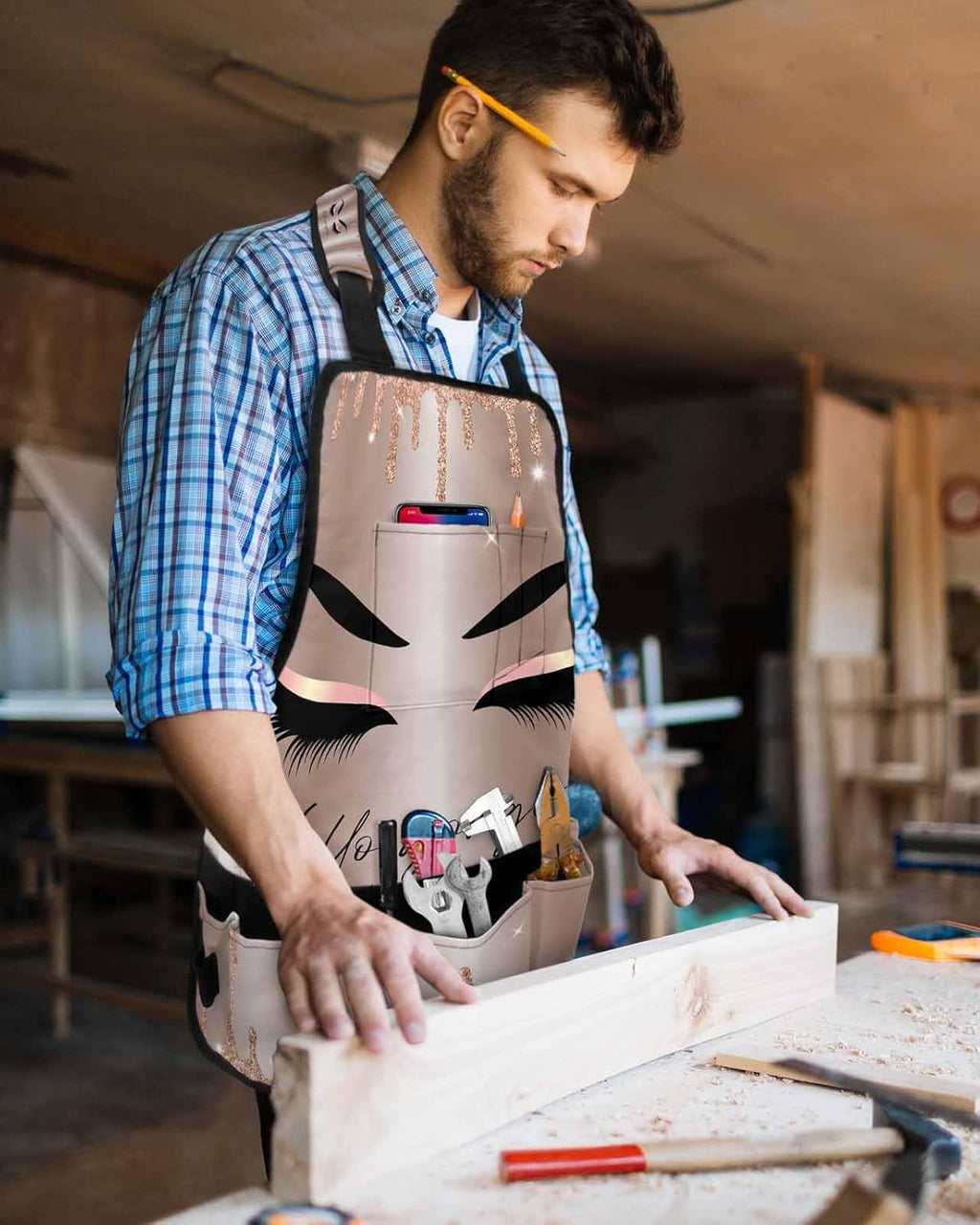 Durable Waxed Canvas Work Apron with 16 Tool Pockets H942