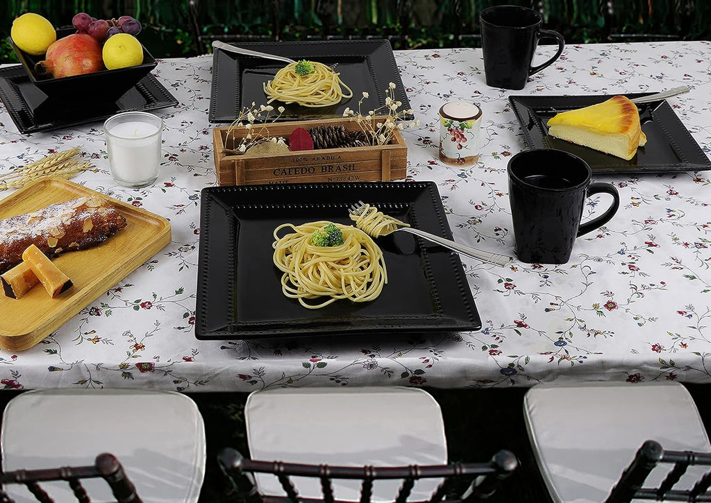 16 Piece Black Stoneware Dinnerware Set A311