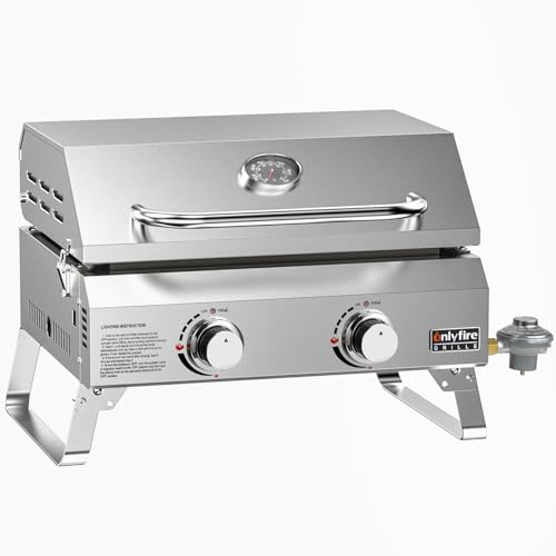 2-Burner Tabletop Propane Gas Griddle, Stainless Steel U62037