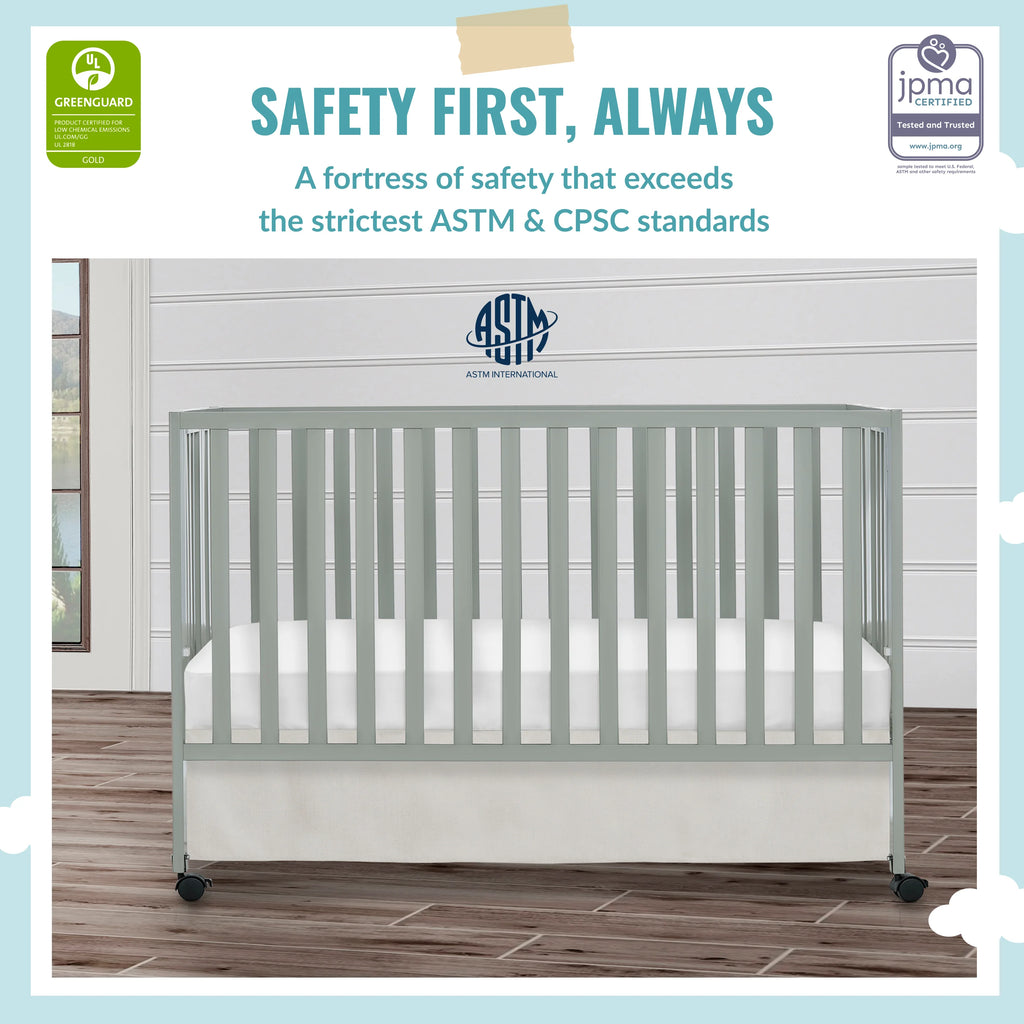 Cool Grey Full-Size Folding Crib F59181