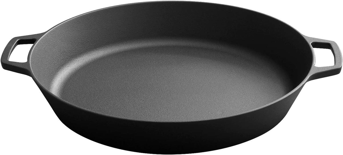 17 Inch Pre Seasoned Cast Iron Deep Frying Pan with Double Assist Handle B148945