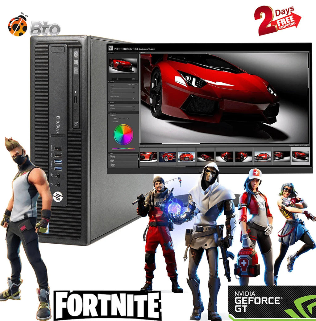HP 800G1 Desktop SFF Computer Intel Core i5 8GB Ram 500GB HDD NVIDIA GT 1030 2GB 19" LCD Windows 10 (Refurbished) S804