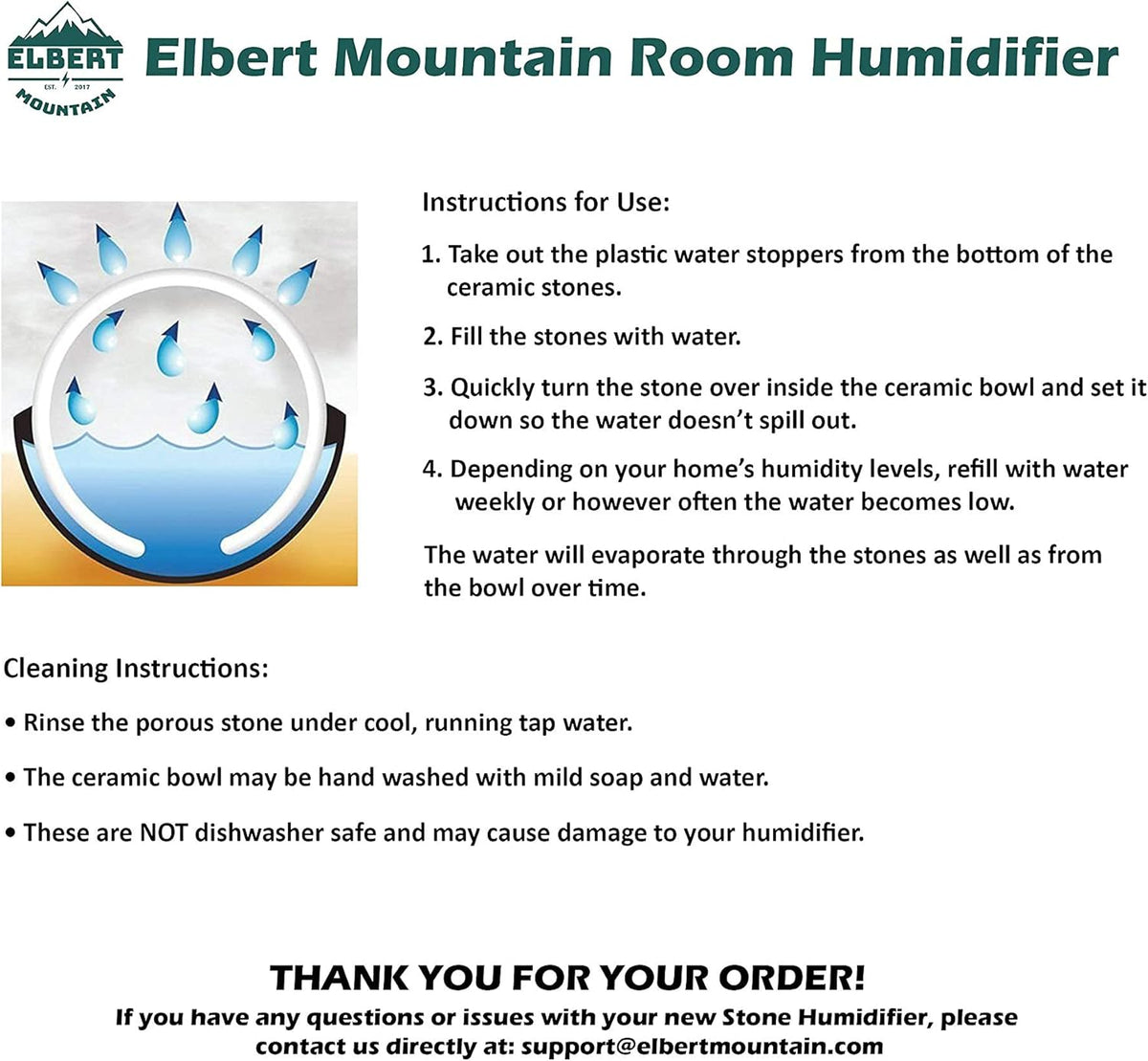 Natural Stone Room Humidifier, Cordless, Ceramic, Set of 2 L16304