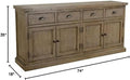 4-Drawer Reclaimed Pine Sideboard in Weathered Brown V9882